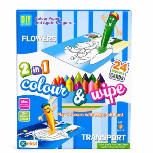 Ekta 2 in 1 Colour & Wipe (Flowers + Transport) Multicolor for 3+ years