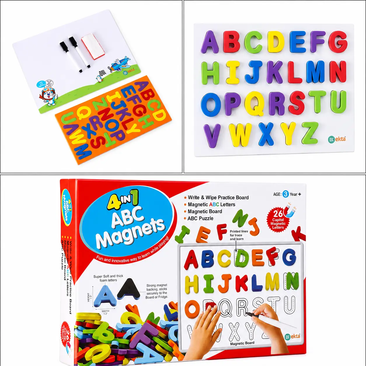 Ekta 4 in 1 ABC Magnets Pre School Learning & Educational Board Game (Multicolor) - Image 2
