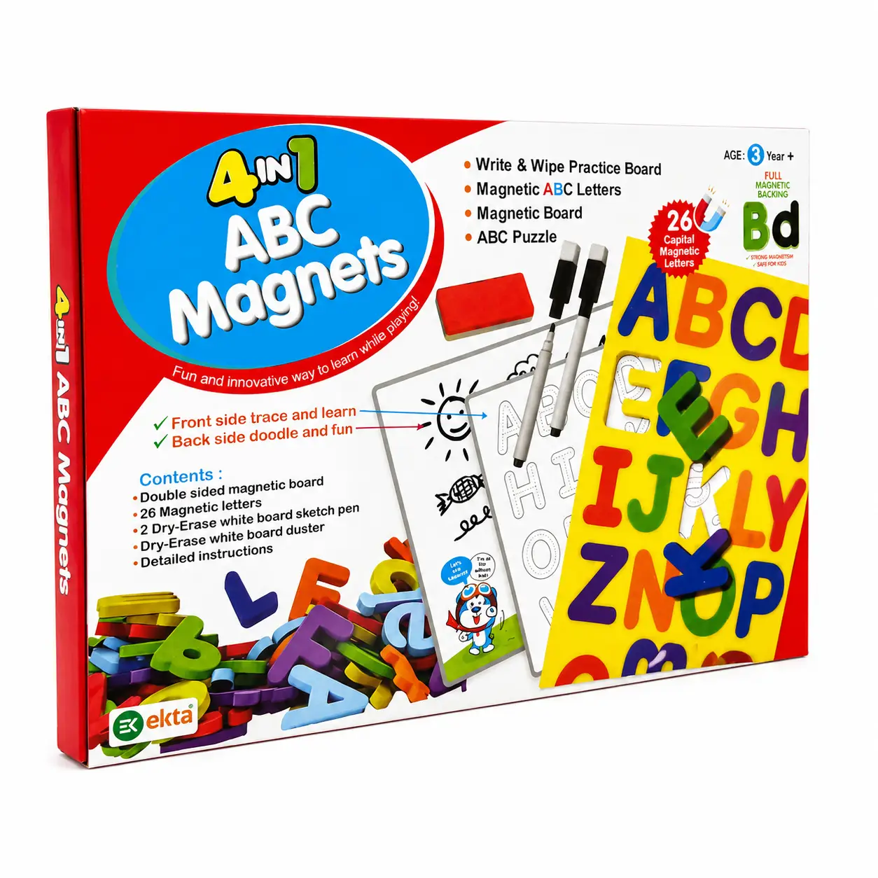 Ekta 4 in 1 ABC Magnets Pre School Learning & Educational Board Game (Multicolor) - Image 5