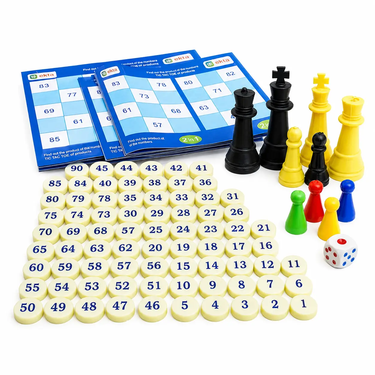 Ekta 4 in 1 Family Strategy Board Games | Tambola, Chess, Ludo and Snakes & Ladders Educational Family Games | Fun & Strategy Games Multicolor for 6+ Years or Above - Image 3