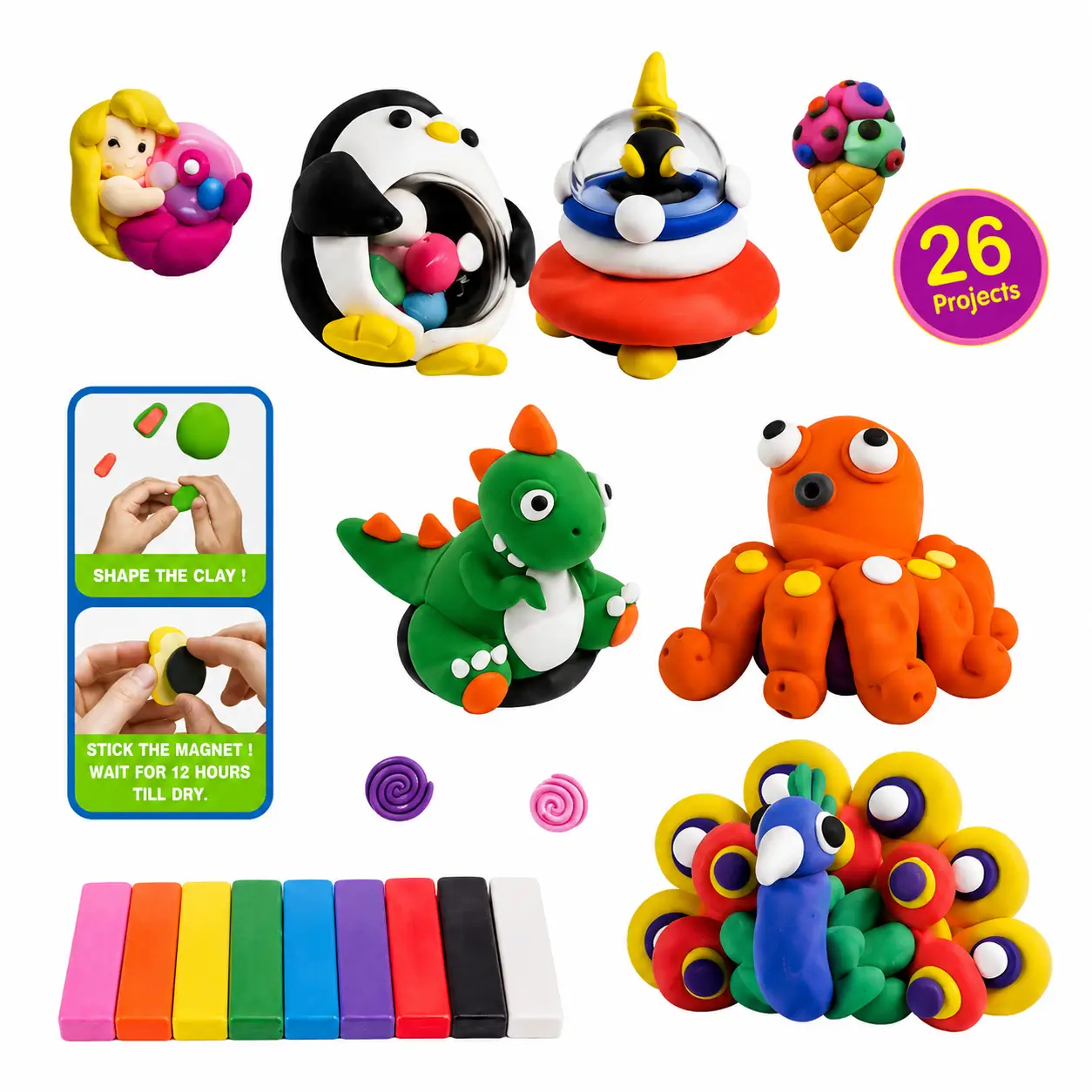 Ekta Air Dry Clay with Fridge Magnets | Art & Craft Kit for Kids - Image 3