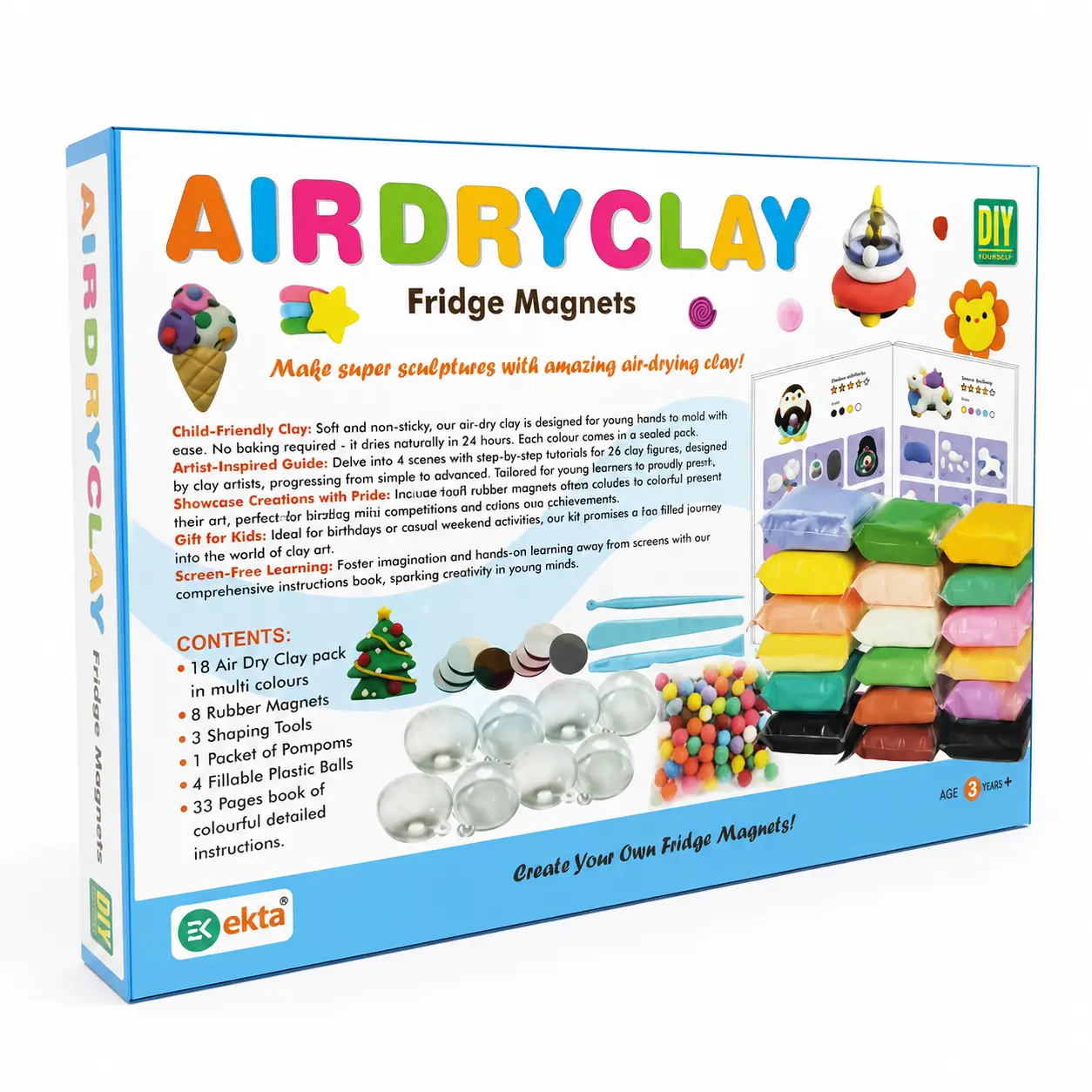 Ekta Air Dry Clay with Fridge Magnets | Art & Craft Kit for Kids - Image 4