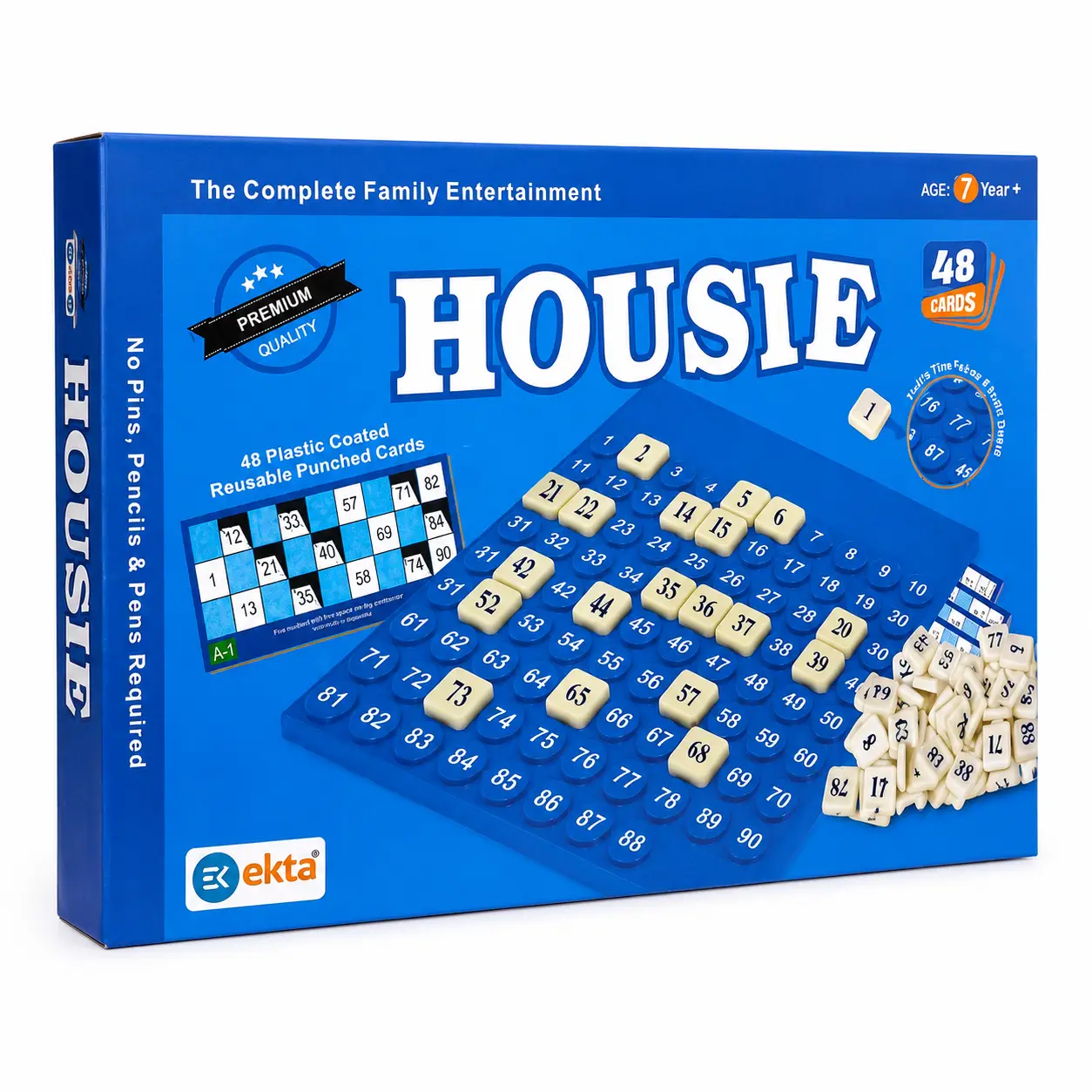 Ekta Housie 48 Reusable Cards & Tile Fixable Board Game (Multicolour), 7+ Years, Indoor Games