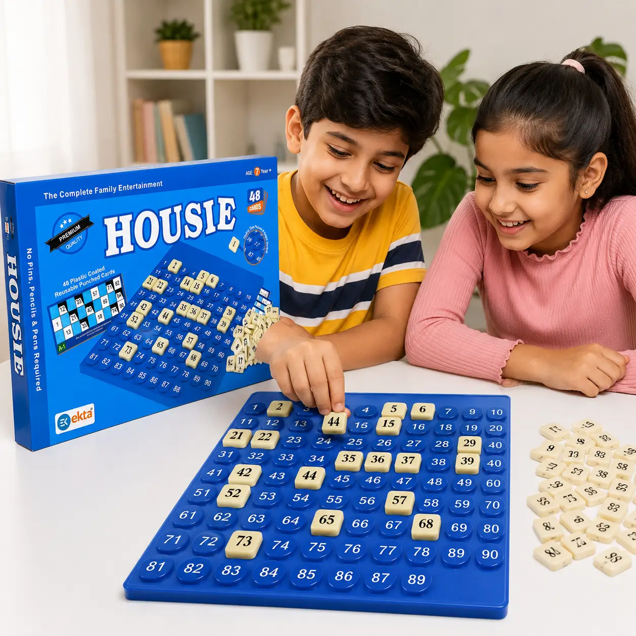 Ekta Housie 48 Reusable Cards & Tile Fixable Board Game (Multicolour), 7+ Years, Indoor Games - Image 2