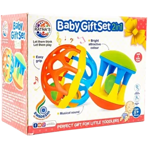 Ratna's Baby Gift Set 2 In 1 Rattle Roller & Ball Rattle Set - For 8 Months+