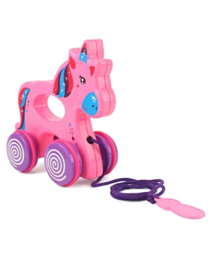 Ratna's Sparky The Unicorn Pull Along Toy for Toddlers | 18+ Months - Pink