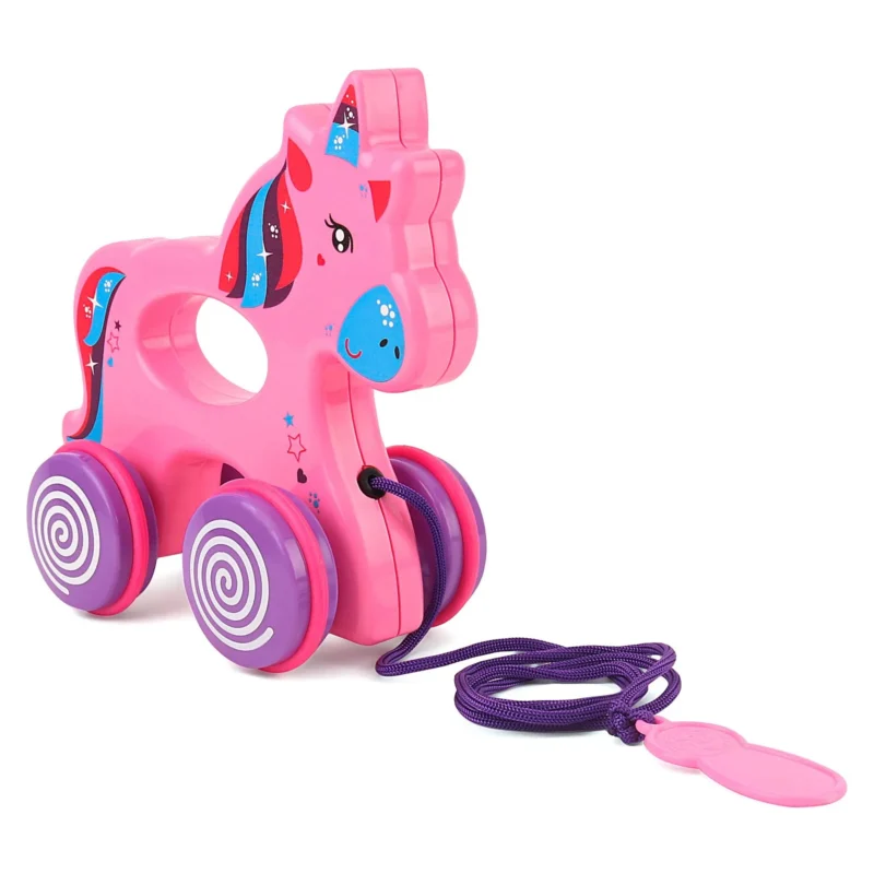 Ratna's Sparky The Unicorn Pull Along Toy for Toddlers | 18+ Months - Pink