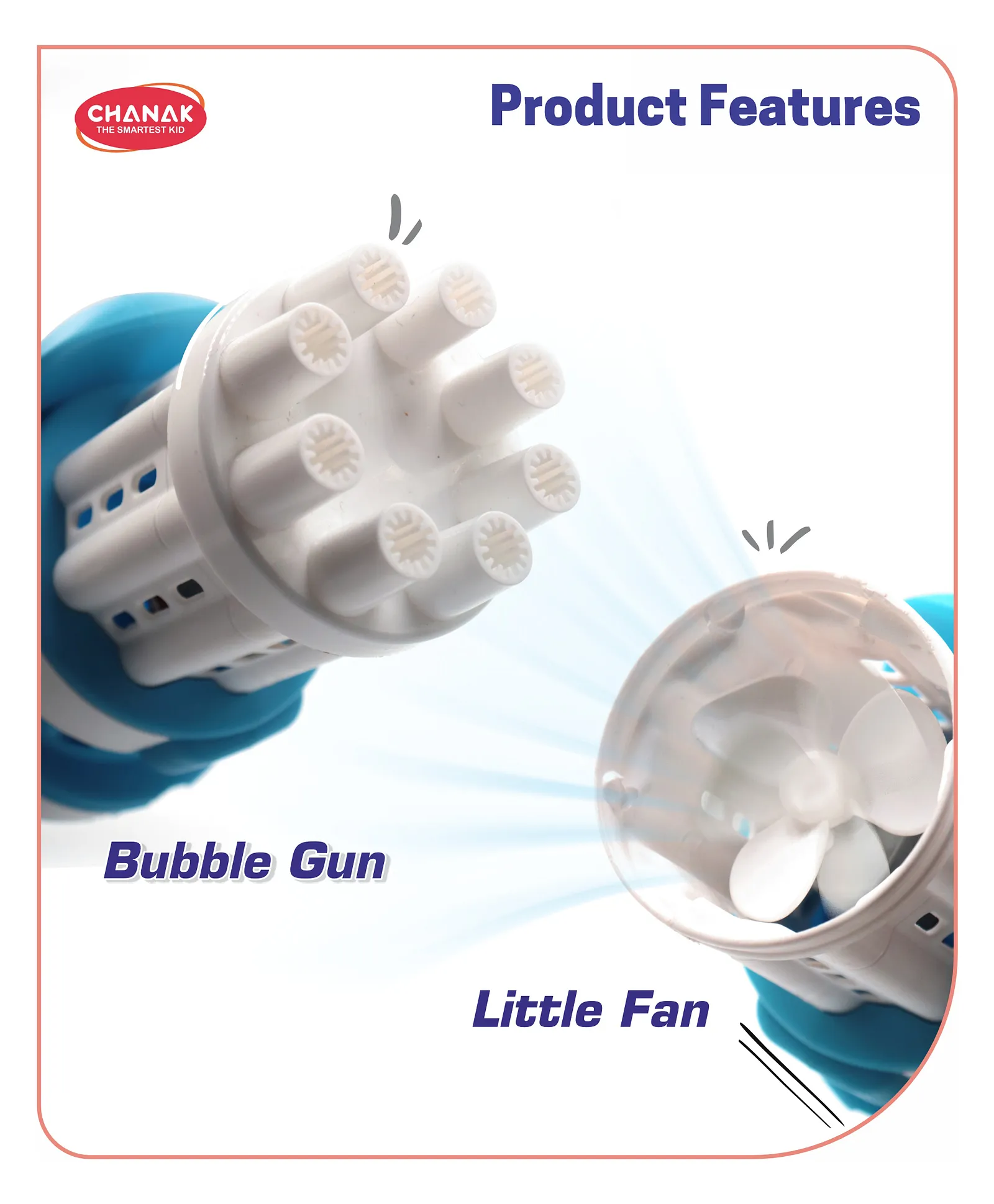 Chanak Gatling Bubble Gun For Kids, 8- Hole Bubble Gun (Bubble Solution Included) | 5Y+ - Image 3