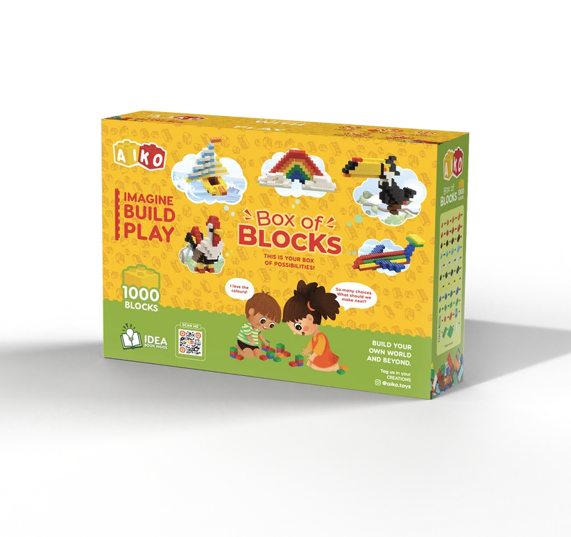 AIKO Box of Blocks 1000 | Premium ABS Building Blocks | Construction Toy | STEM Gift Set, Multi-Colour Bricks, 4Y+ - Image 4