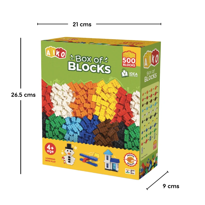AIKO Box of Blocks 500 | Premium ABS Building Blocks | Construction Toy | STEM Gift Set, Multi-Color Bricks, 4Y+ - Image 5