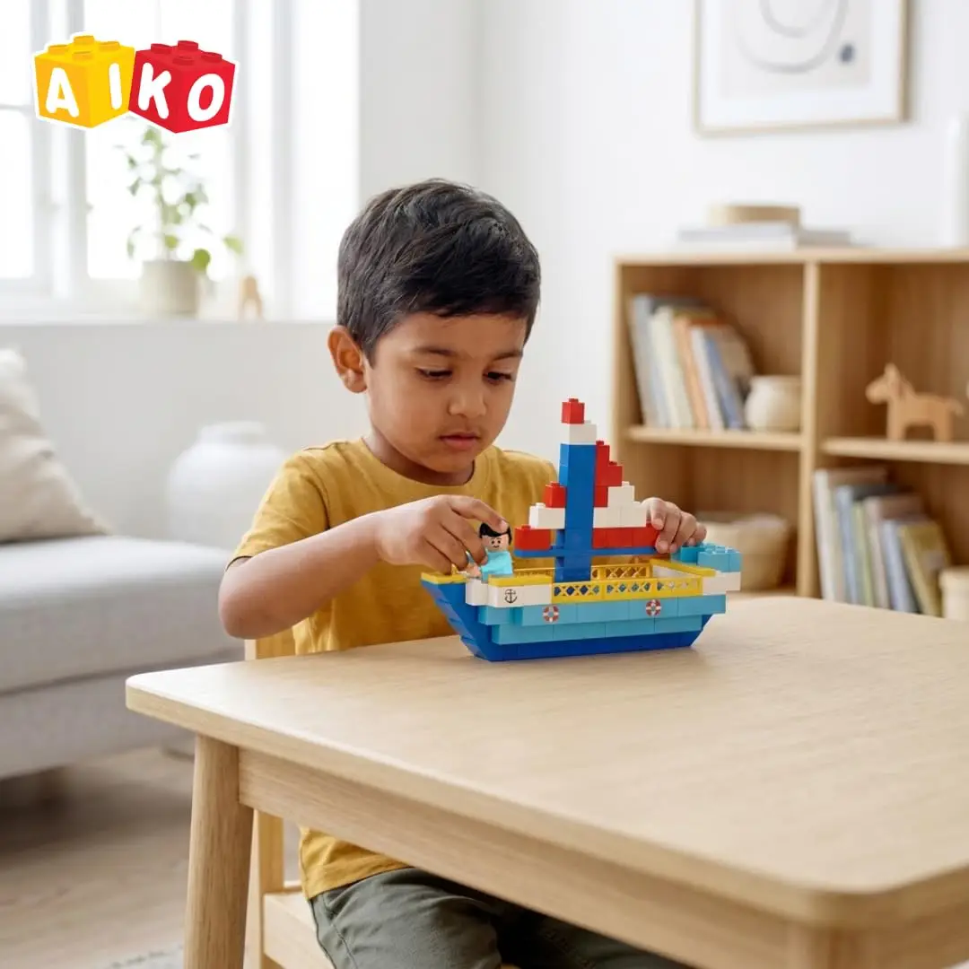 AIKO Build-a-Boat Blocks Set | Multi-Color ABS Plastic Construction Blocks (including 2 cute figurines), 4Y+ - Image 5