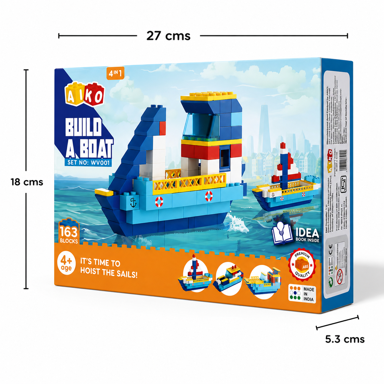 AIKO Build-a-Boat Blocks Set | Multi-Color ABS Plastic Construction Blocks (including 2 cute figurines), 4Y+ - Image 6