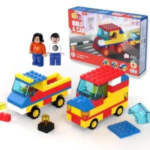 AIKO Build-a-Car Building Blocks (RV001) | 151 Multi-Color ABS Plastic Construction Blocks (including 2 cute figurines), 4Y+