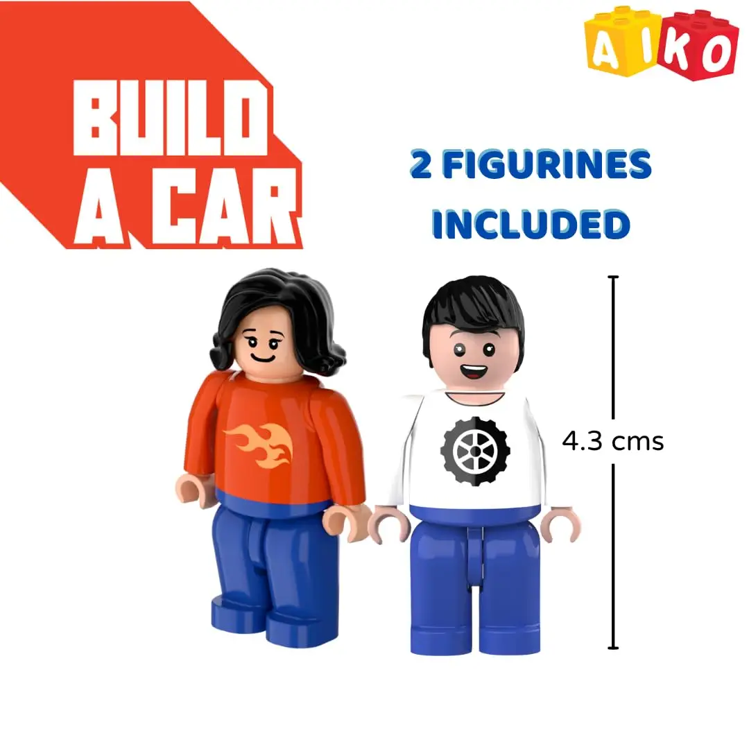 AIKO Build-a-Car Building Blocks (RV001) | 151 Multi-Color ABS Plastic Construction Blocks (including 2 cute figurines), 4Y+ - Image 6