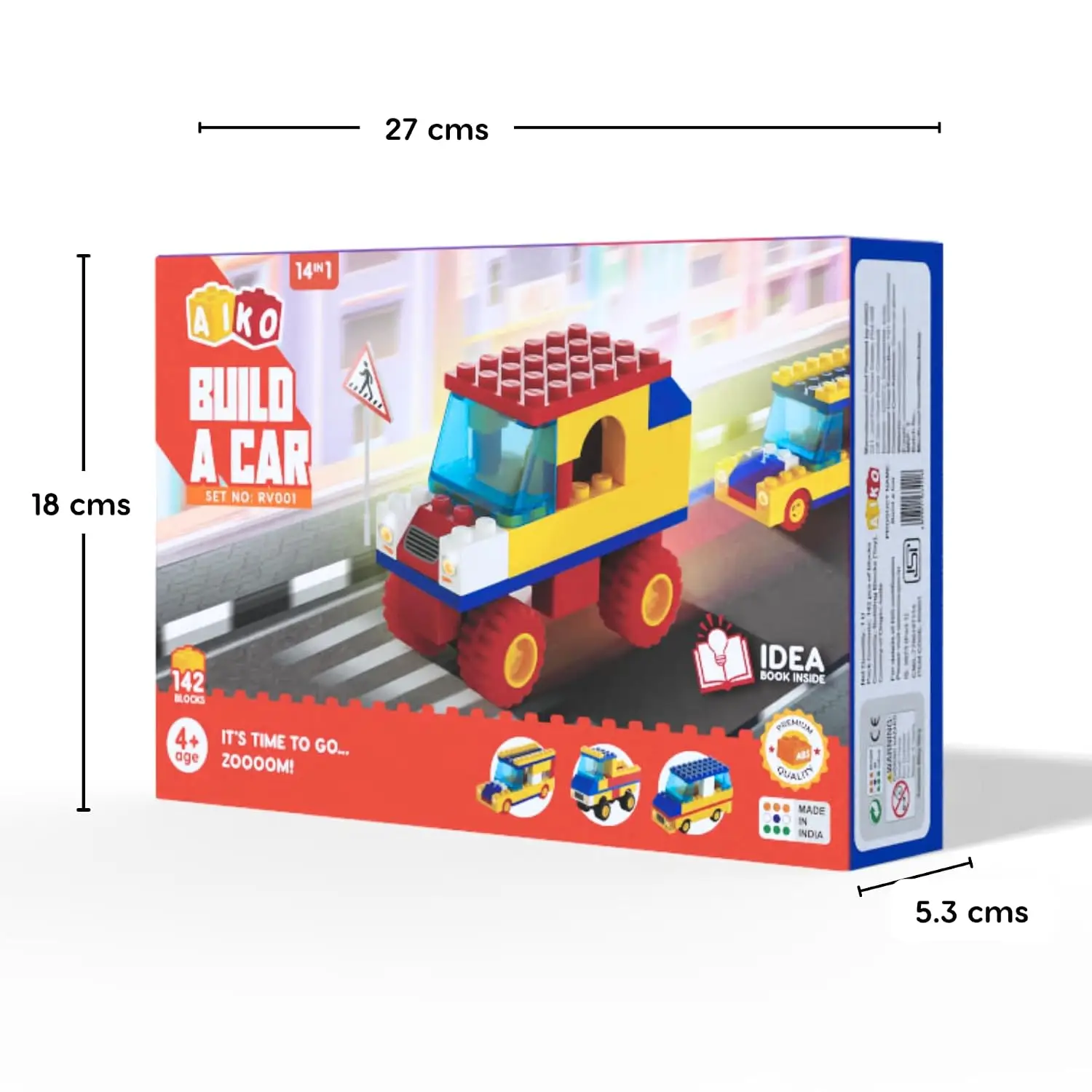 AIKO Build-a-Car Building Blocks (RV001) | 151 Multi-Color ABS Plastic Construction Blocks (including 2 cute figurines), 4Y+ - Image 4