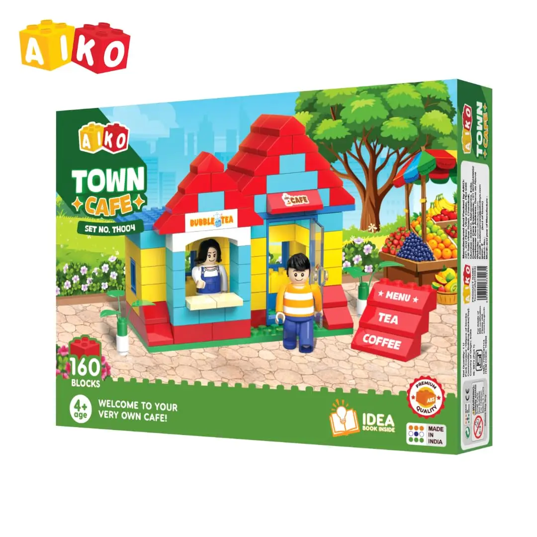 AIKO Town Cafe | 160 Premium ABS Plastic Building Blocks (including 2 cute figurines) | Set No. 004 | Multi-Colour Construction Toy, 4Y+ - Image 6