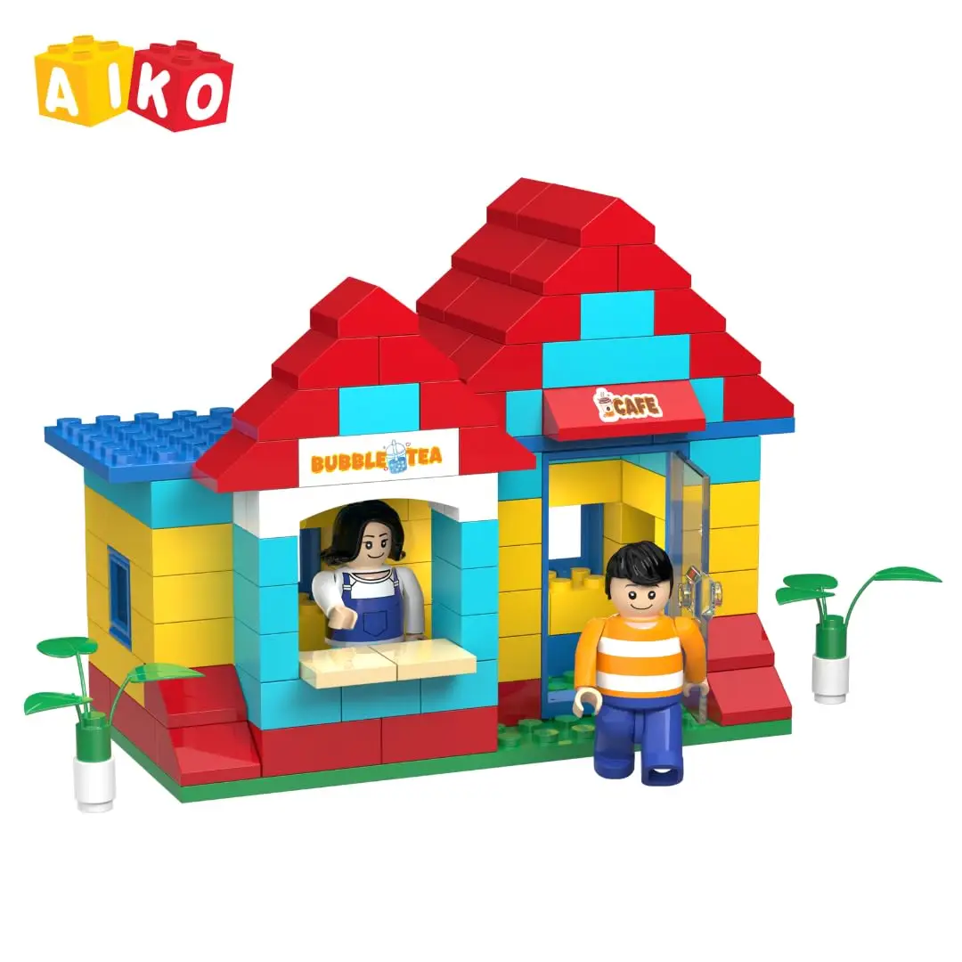 AIKO Town Cafe | 160 Premium ABS Plastic Building Blocks (including 2 cute figurines) | Set No. 004 | Multi-Colour Construction Toy, 4Y+ - Image 7