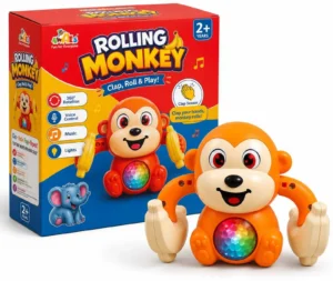 AWALS Electric Rolling Monkey Toy with Music, LED Lights & Clap Sensor | 3Y+