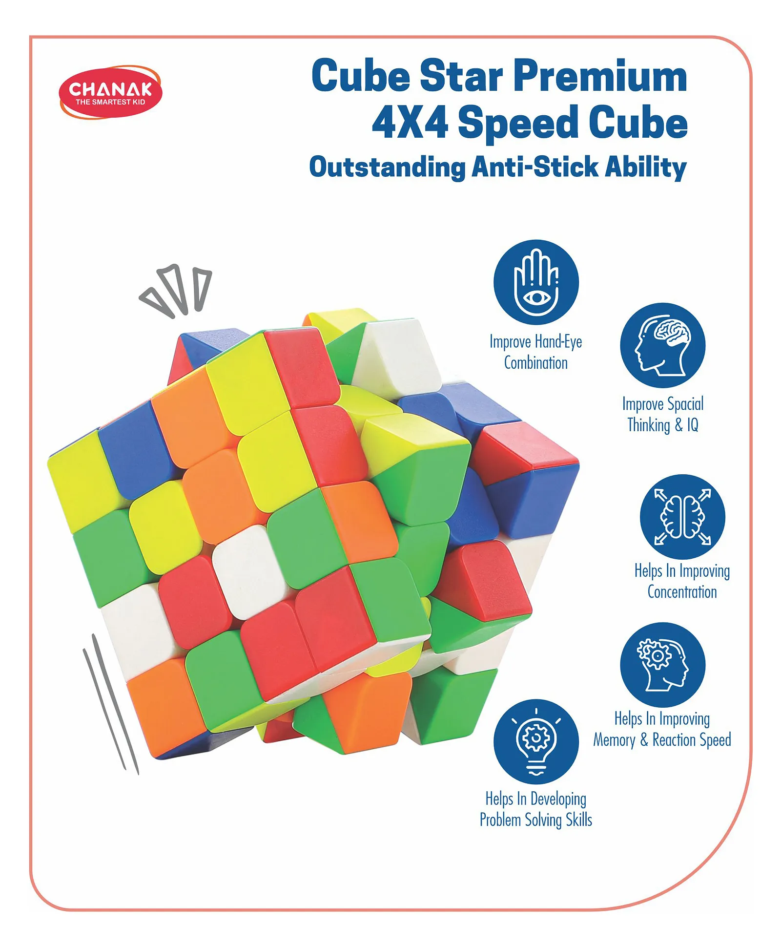 Chanak 4x4 Cube Speed Cube Puzzle Stickerless Speed Cube Multicolor, 8Y+ - Image 3