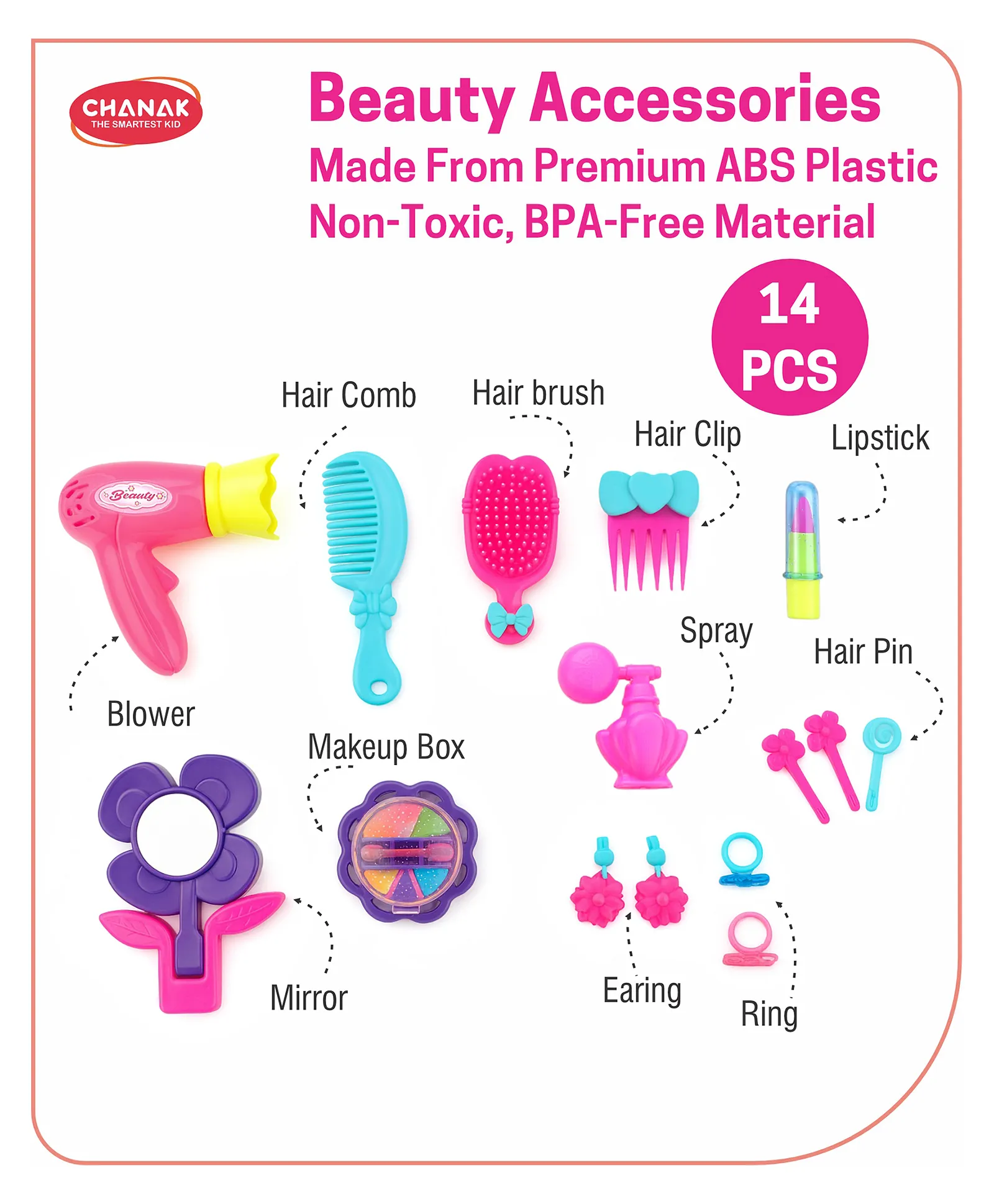 Chanak Beauty Playset for Kids, Pretend Play Beauty set with Foldable Suitcase for Kids, 3Y+ - Image 2