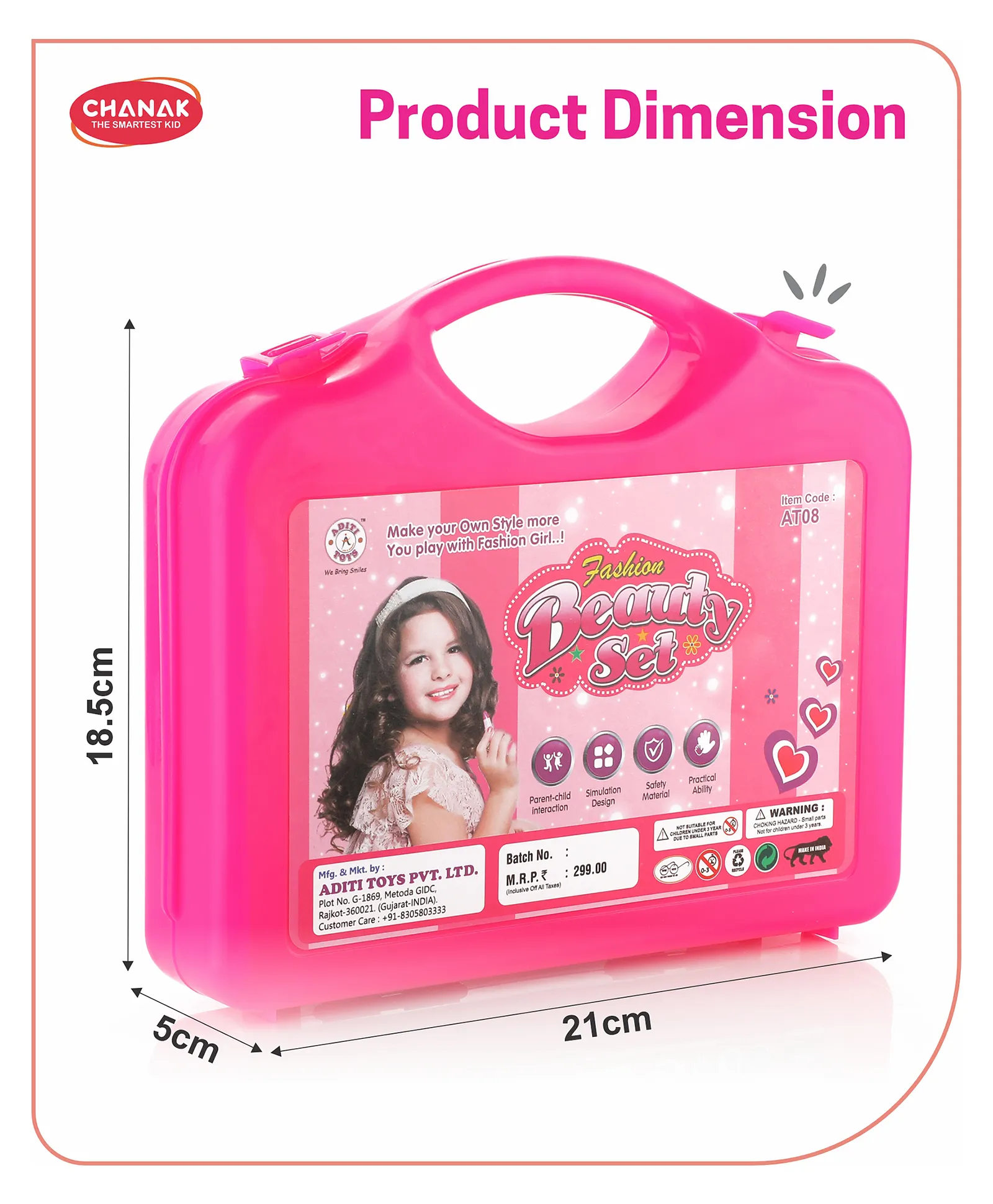 Chanak Beauty Playset for Kids, Pretend Play Beauty set with Foldable Suitcase for Kids, 3Y+ - Image 3