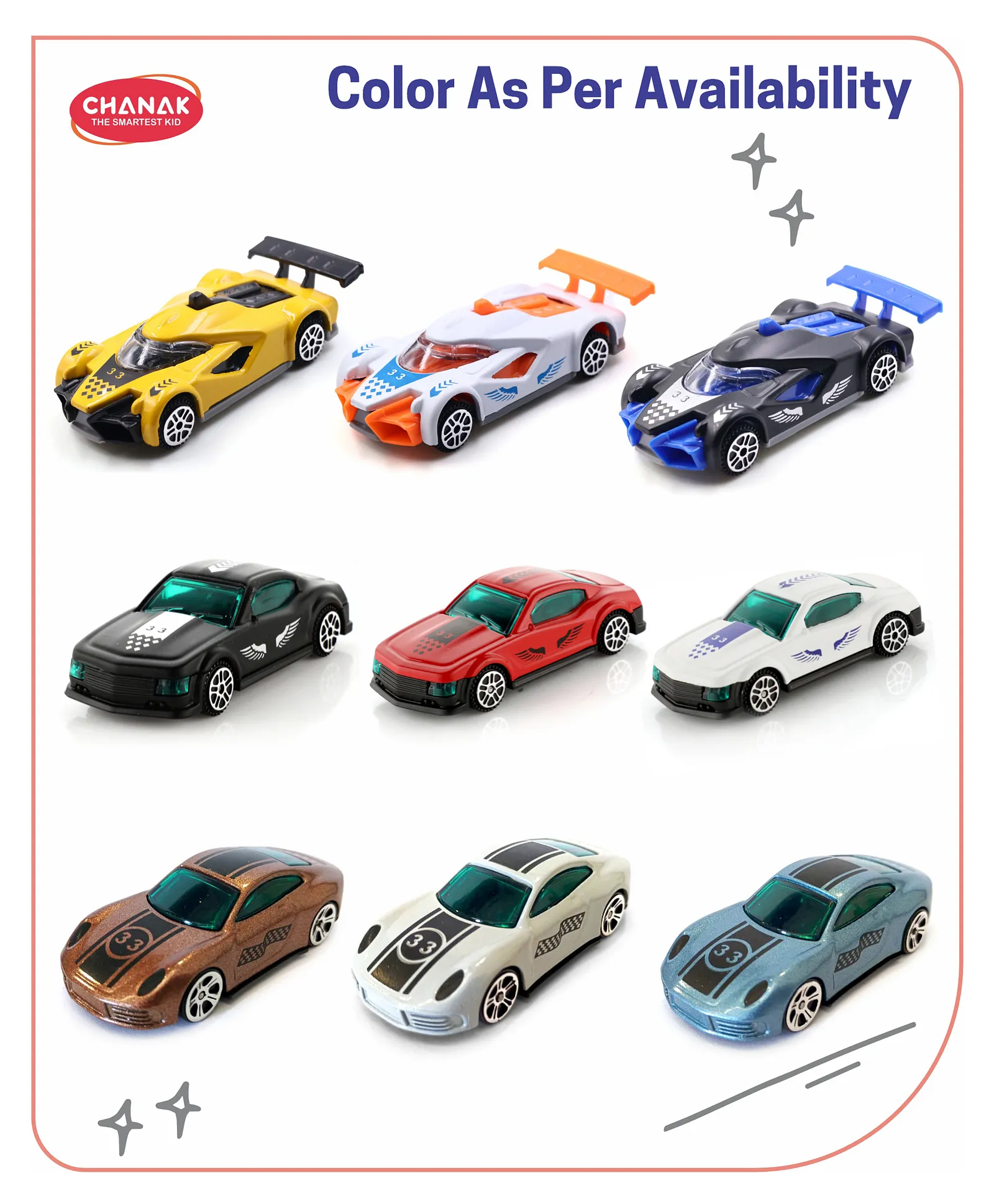 Chanak Die Cast Metal Racing Car Free Wheel Metal Car Set Street Racer Car For Kids 3 Cars - (Assorted Colors) | 3Y+ - Image 3
