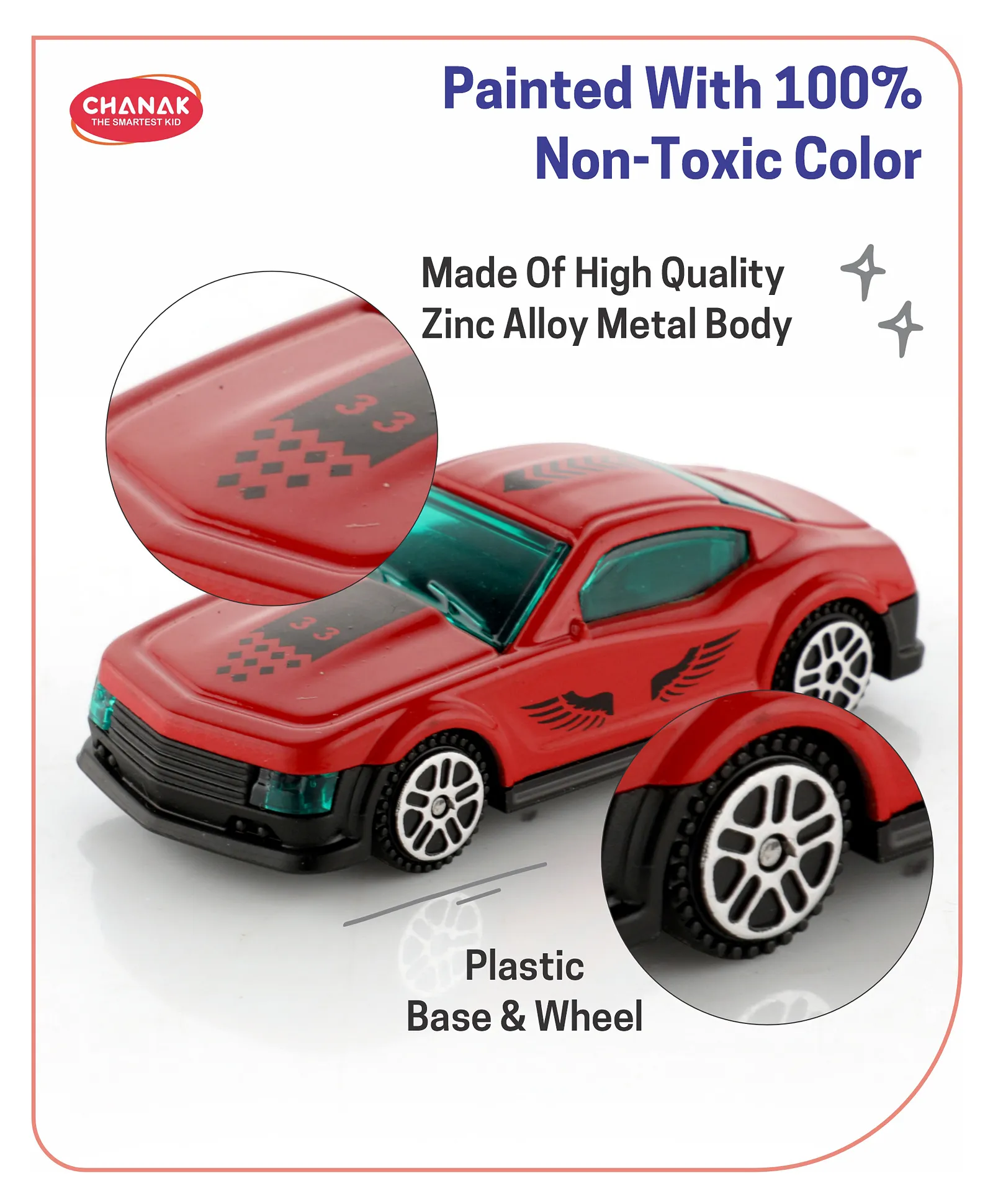 Chanak Die Cast Metal Racing Car Free Wheel Metal Car Set Street Racer Car For Kids 3 Cars - (Assorted Colors) | 3Y+ - Image 5