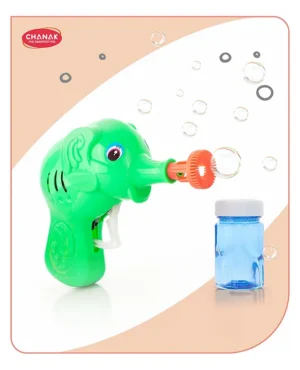 Aditi Toys Elephant Bubble Gun Toy for Kids with 100 ml Bubble Liquid Bottle (Green), 3Y+