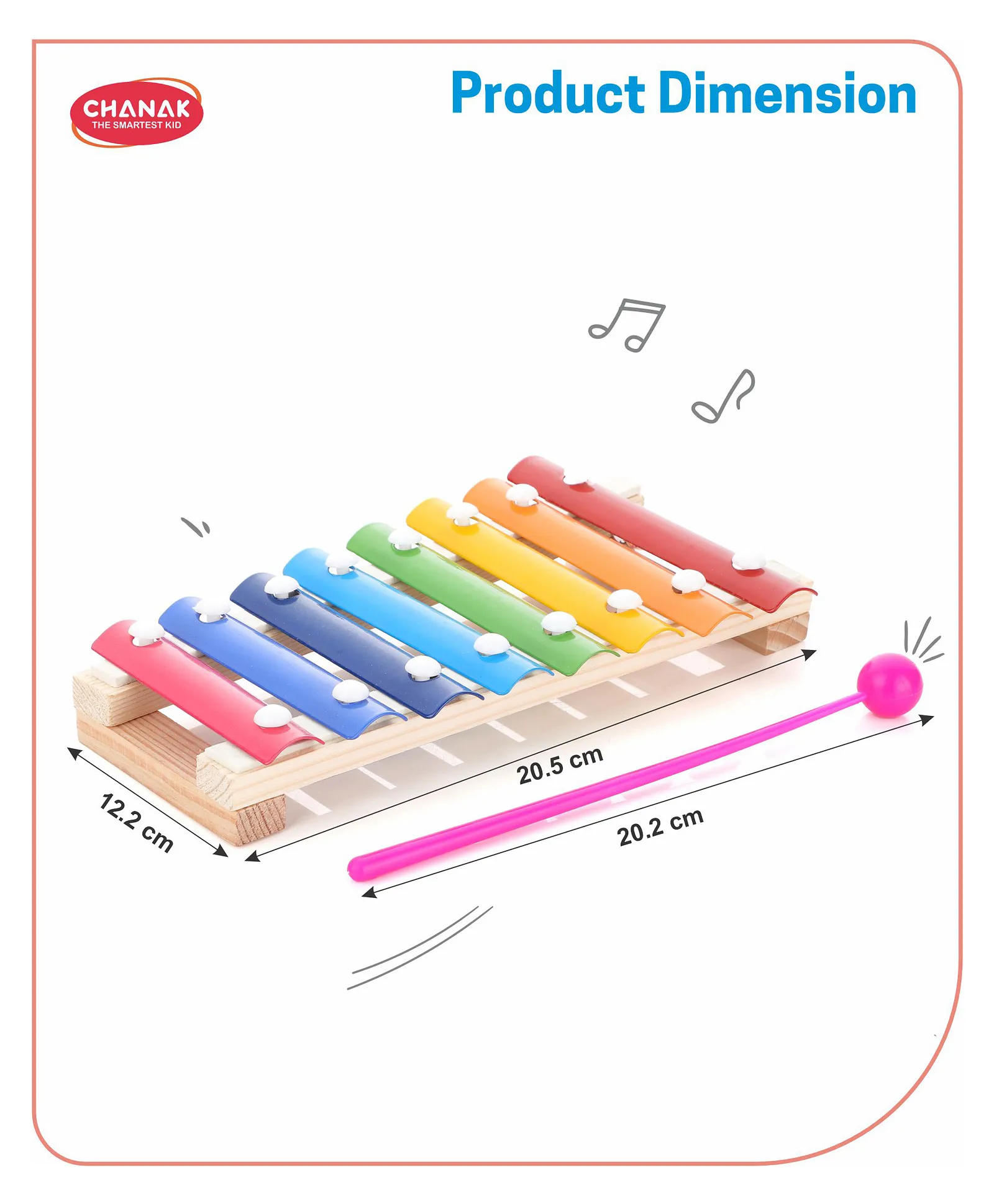 Chanak Little Musical Xylophone Toy, Wooden and Steel Xylophone For Kids | 3Y+ - Image 3