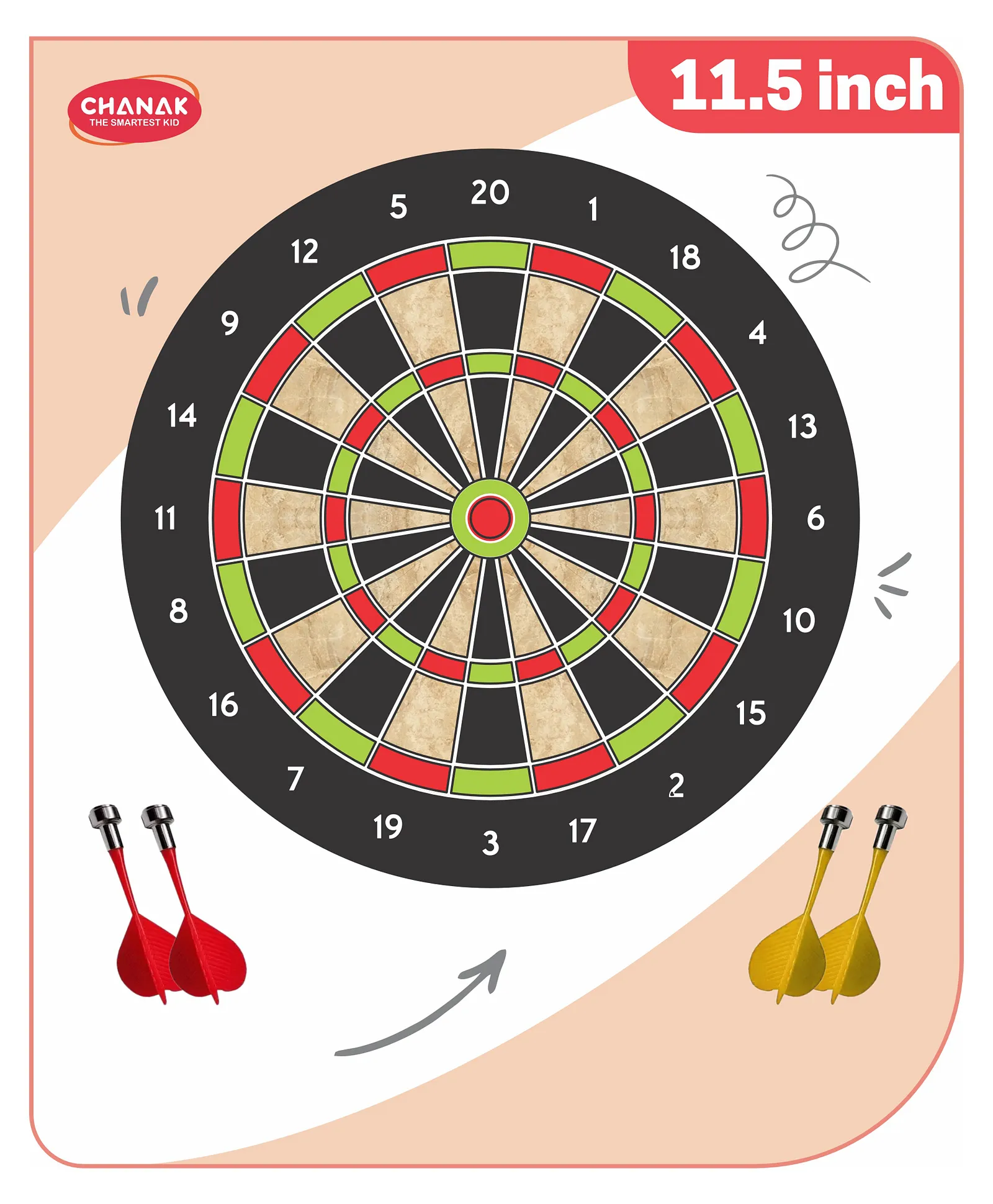 Aditi Toys Magnetic Dartboard with 4 Soft Darts - Multicolor, 3Y+