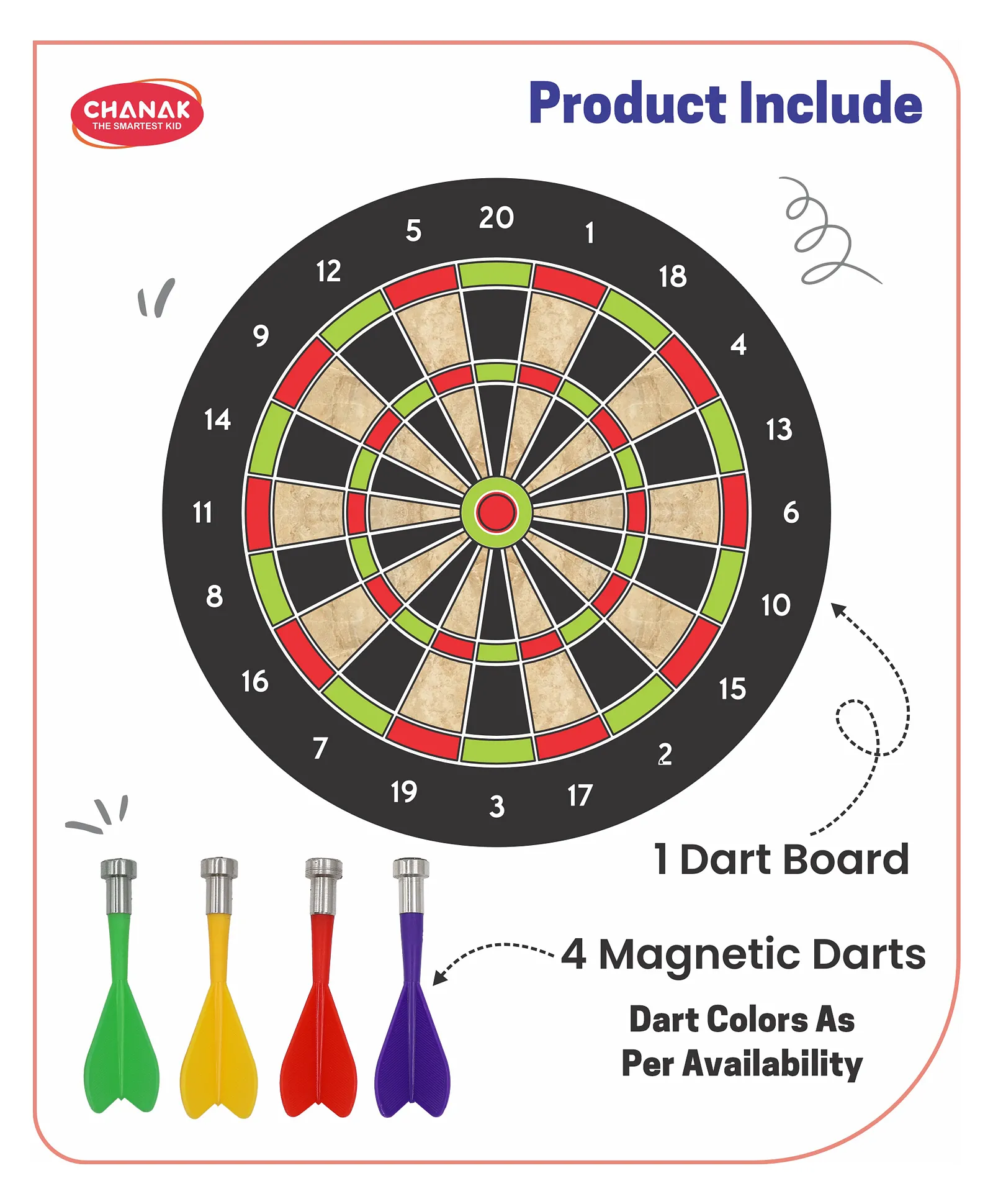 Aditi Toys Magnetic Dartboard with 4 Soft Darts - Multicolor, 3Y+ - Image 2
