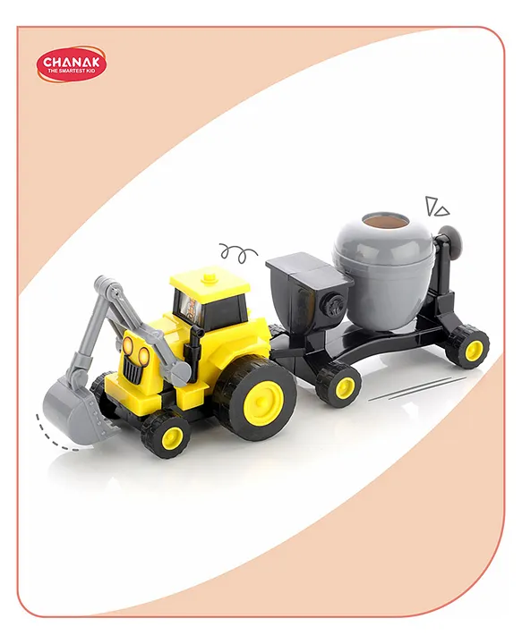 Aditi Toys Plastic Construction Vehicles Concrete Mixture Toy For Kids Friction Power Toys Set - Multicolor, 3Y+