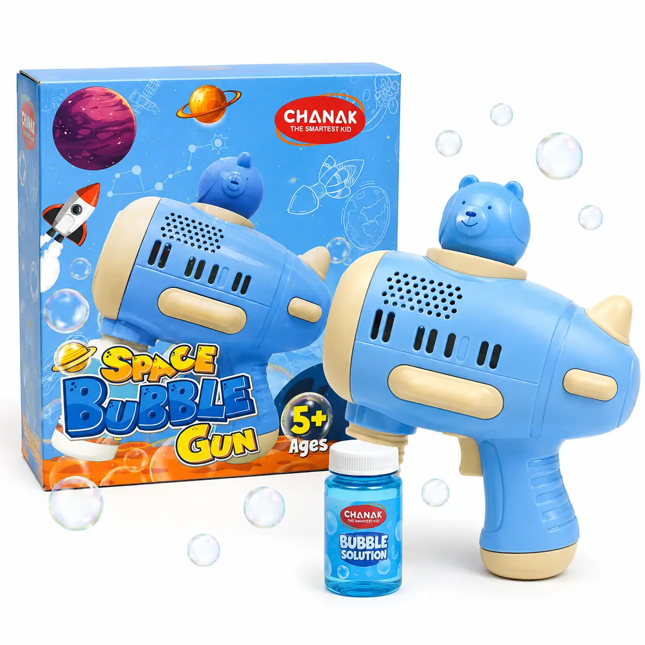 Chanak Space Bubble Gun Automatic Bubble Generation| Integrated Dazzling LED Lights, 5Y+