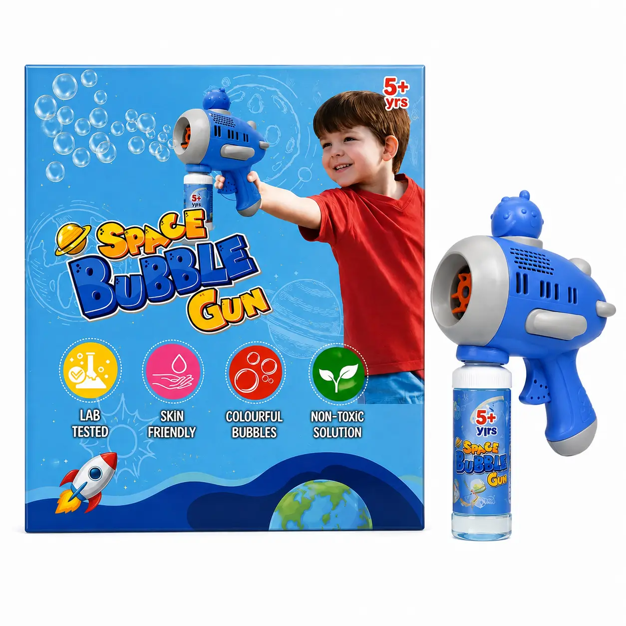 Chanak Space Bubble Gun Automatic Bubble Generation| Integrated Dazzling LED Lights, 5Y+ - Image 2