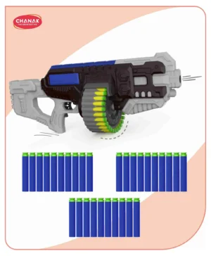 Chanak Street Viper Big Blaster Motorized Dart Gun Toy Including 30 Soft Foam Bullet Darts, 60-Foot Firing Range, Rechargeable Electric Battery Design with High Capacity Magazine For Boys Girls, 8Y+, (Grey-Black)