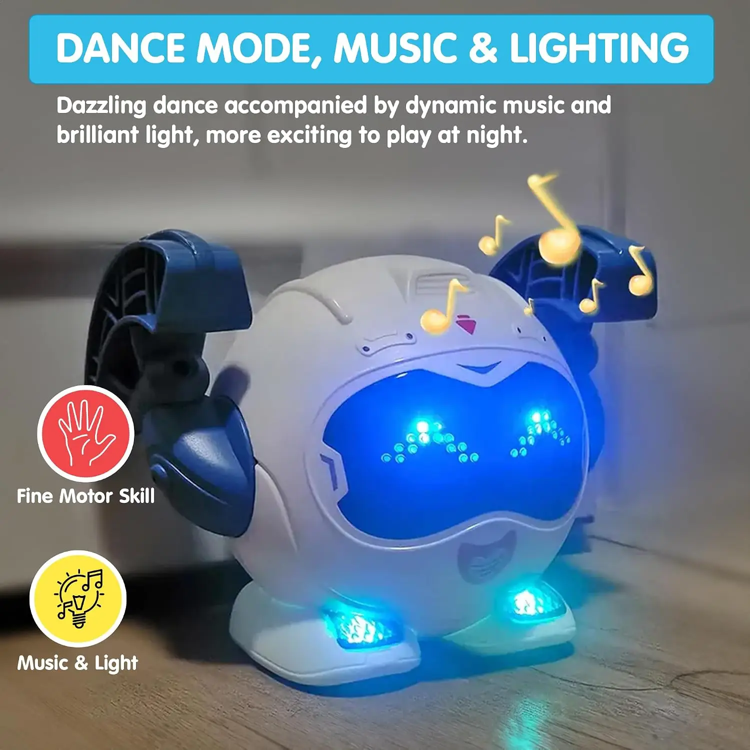 Alphabet Tumbling Rolling Robot Toy – Interactive Clap-to-Dance Feature – 360° Rotating, Crawling, and Spinning Actions – Battery Operated with LED Lights and Musical Sound, 3Y+ - Image 6