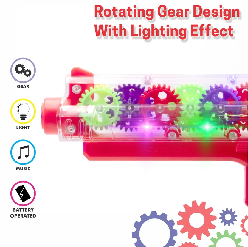 Chanak Electric Gear Gun Toy | Moving Gears, Music & Lights – BIS Approved | 3Y+ - Image 3