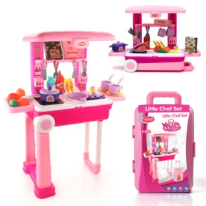 Chanak Kitchen Playset 24 Pcs Pretend Play Cooking Set with Trolley on Wheels | 3Y+