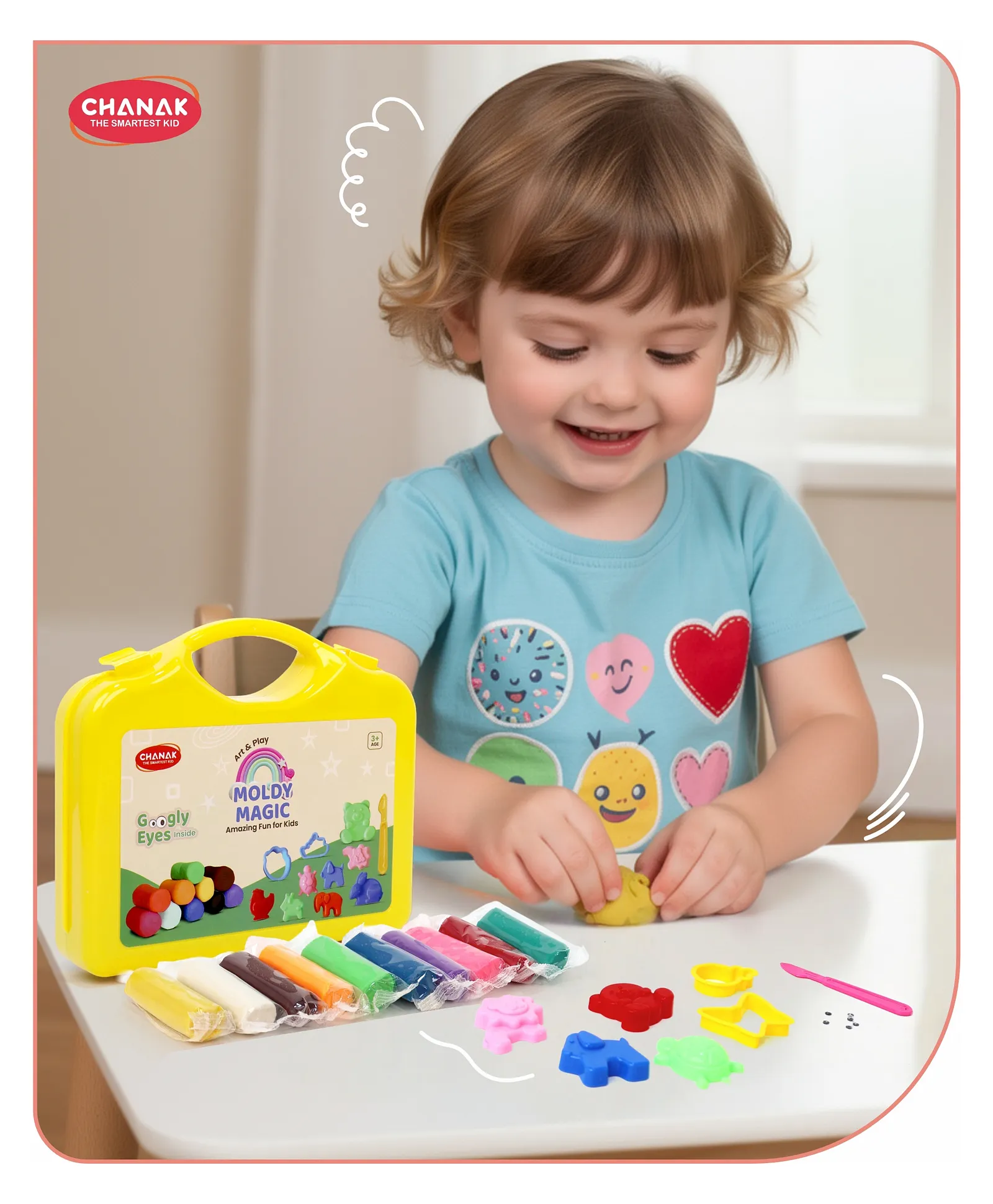 Chanak Moldy Magic Play Dough Foldable Suitcase, Multicolor Dough with 10 Dough & Sculpting Figures Non-Toxic Clay Dough | 3Y+ - Image 4