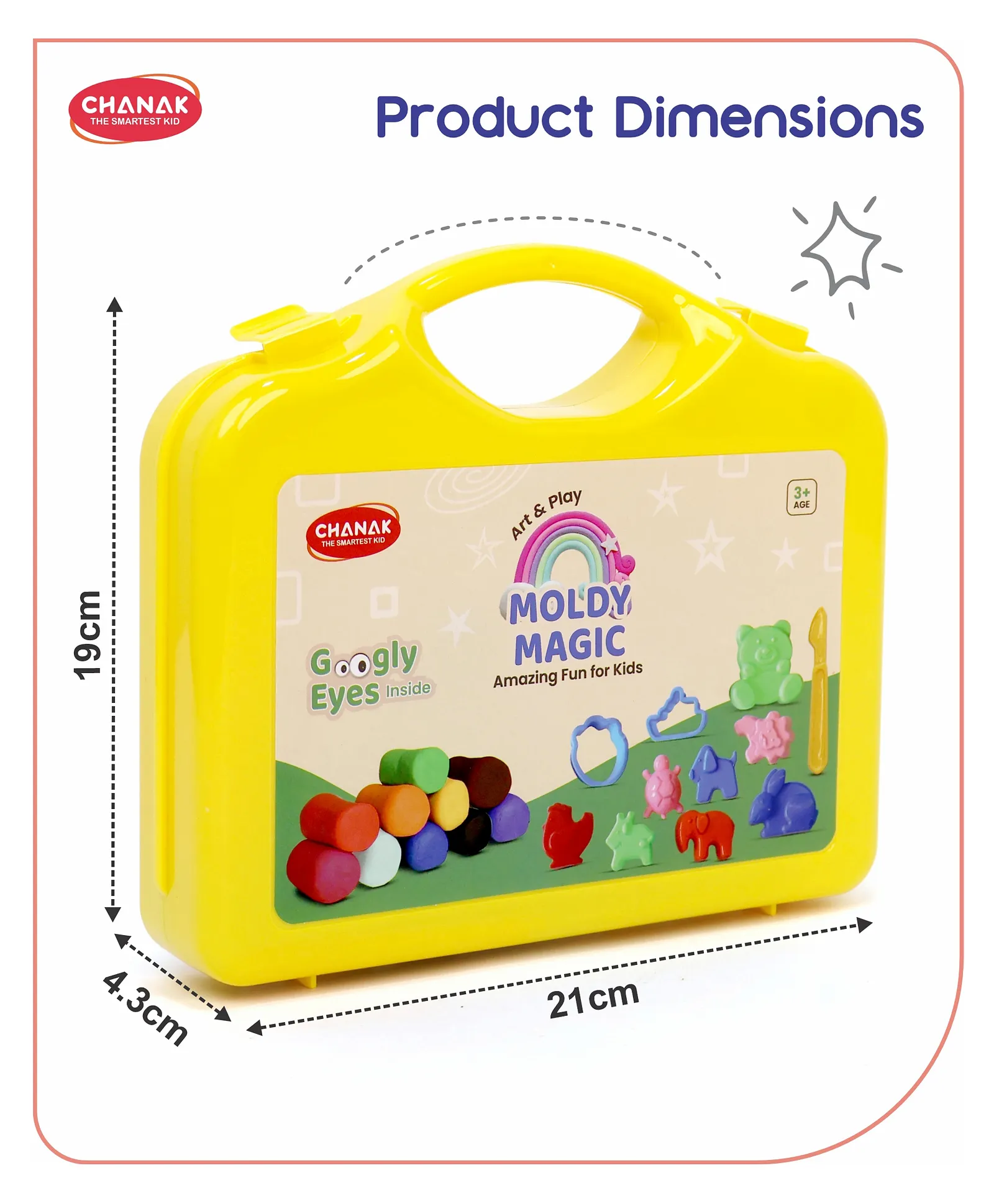 Chanak Moldy Magic Play Dough Foldable Suitcase, Multicolor Dough with 10 Dough & Sculpting Figures Non-Toxic Clay Dough | 3Y+ - Image 3