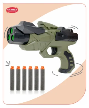 Chanak Nitro Ranger Hard Tip Foam Bullet Gun Toy, Slam Fire Action Blaster Toy with 6 Darts, Shooting Gun(Green) | 3Y+