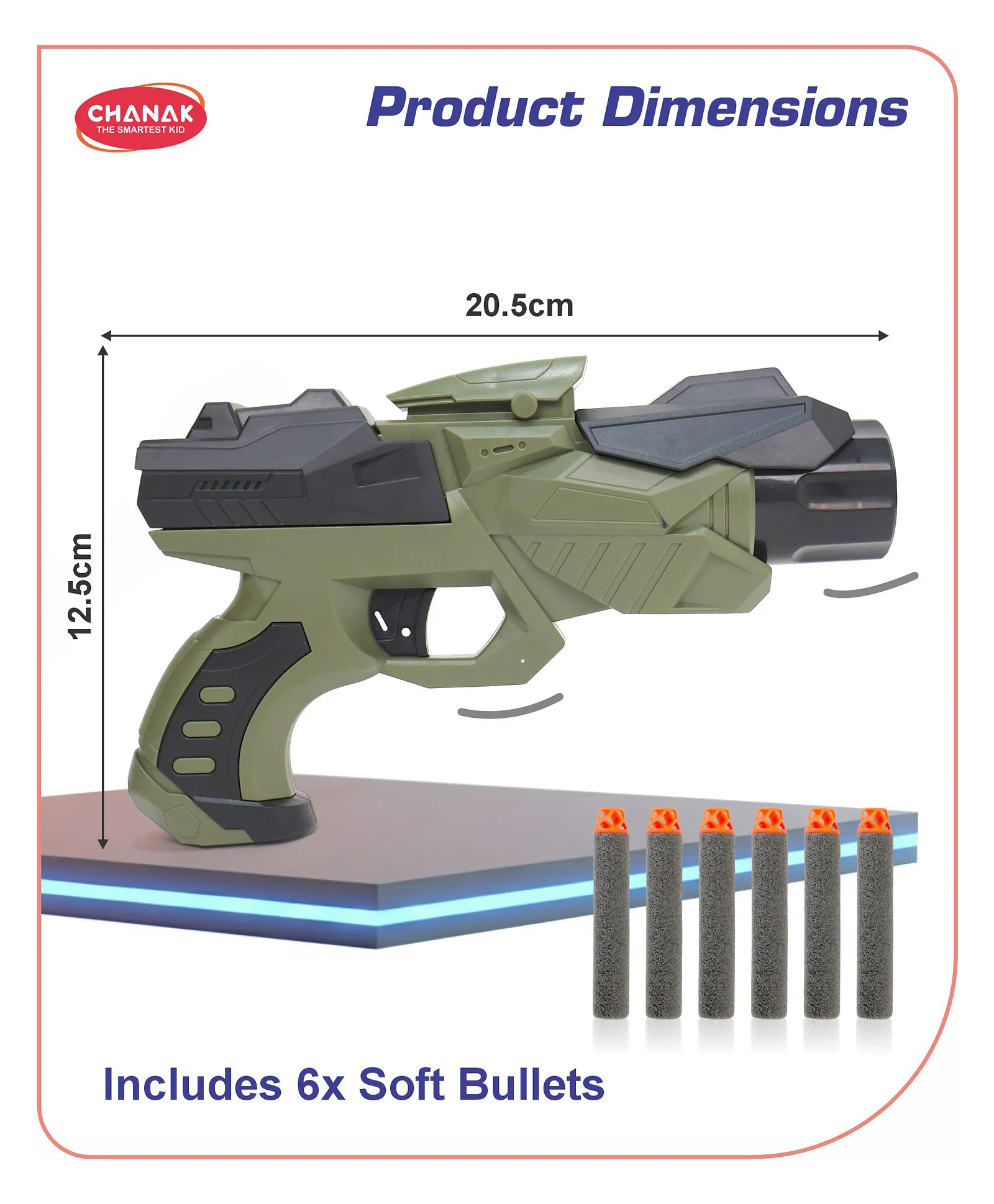 Chanak Nitro Ranger Hard Tip Foam Bullet Gun Toy, Slam Fire Action Blaster Toy with 6 Darts, Shooting Gun(Green) | 3Y+ - Image 2