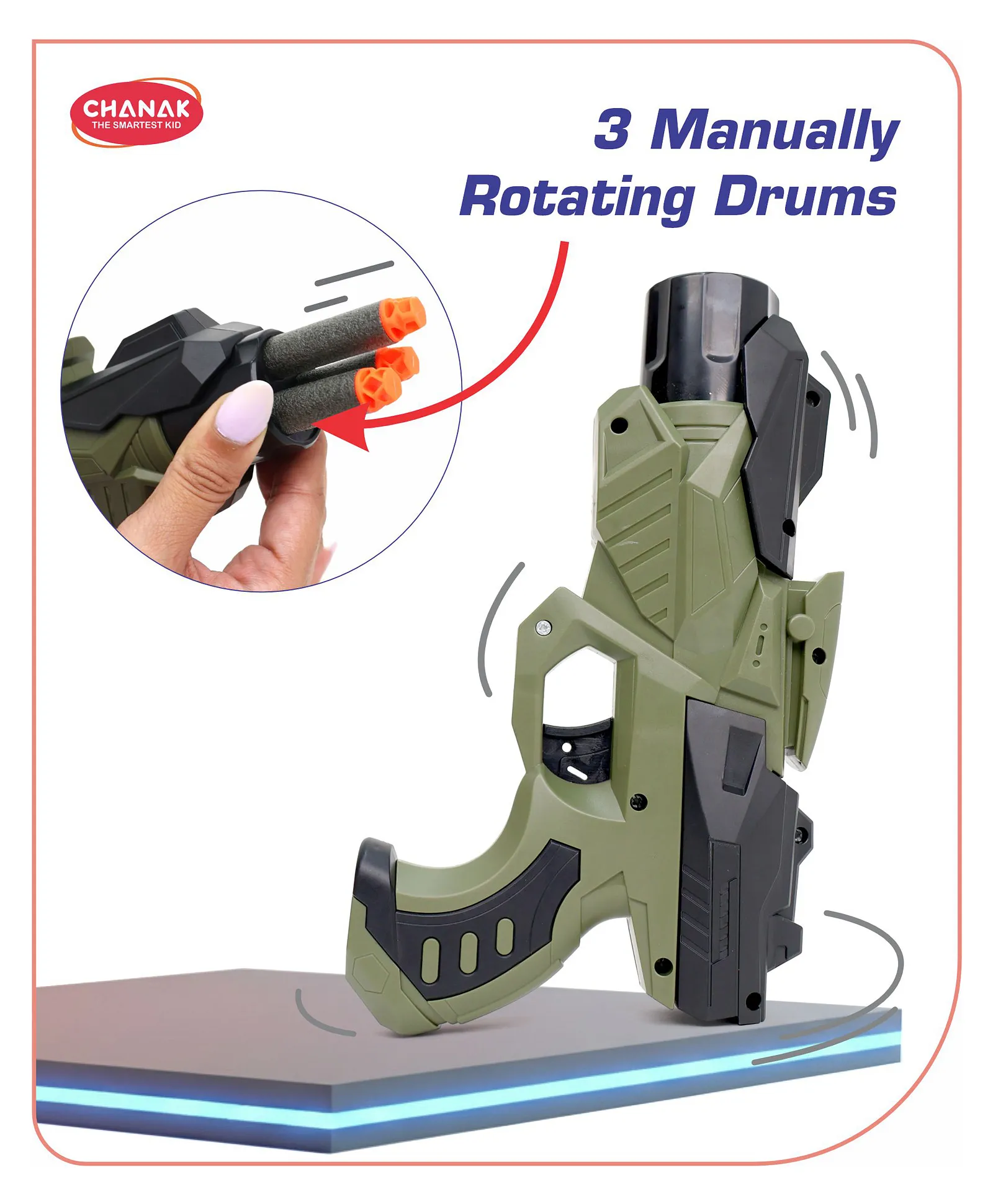 Chanak Nitro Ranger Hard Tip Foam Bullet Gun Toy, Slam Fire Action Blaster Toy with 6 Darts, Shooting Gun(Green) | 3Y+ - Image 4