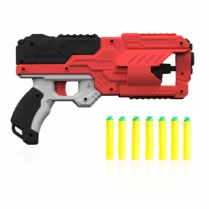 Chanak Six Fire Toy Blaster Gun | 6-Dart Rotating Drum, 45 Feet Range – BIS Approved (Red) | 8Y+
