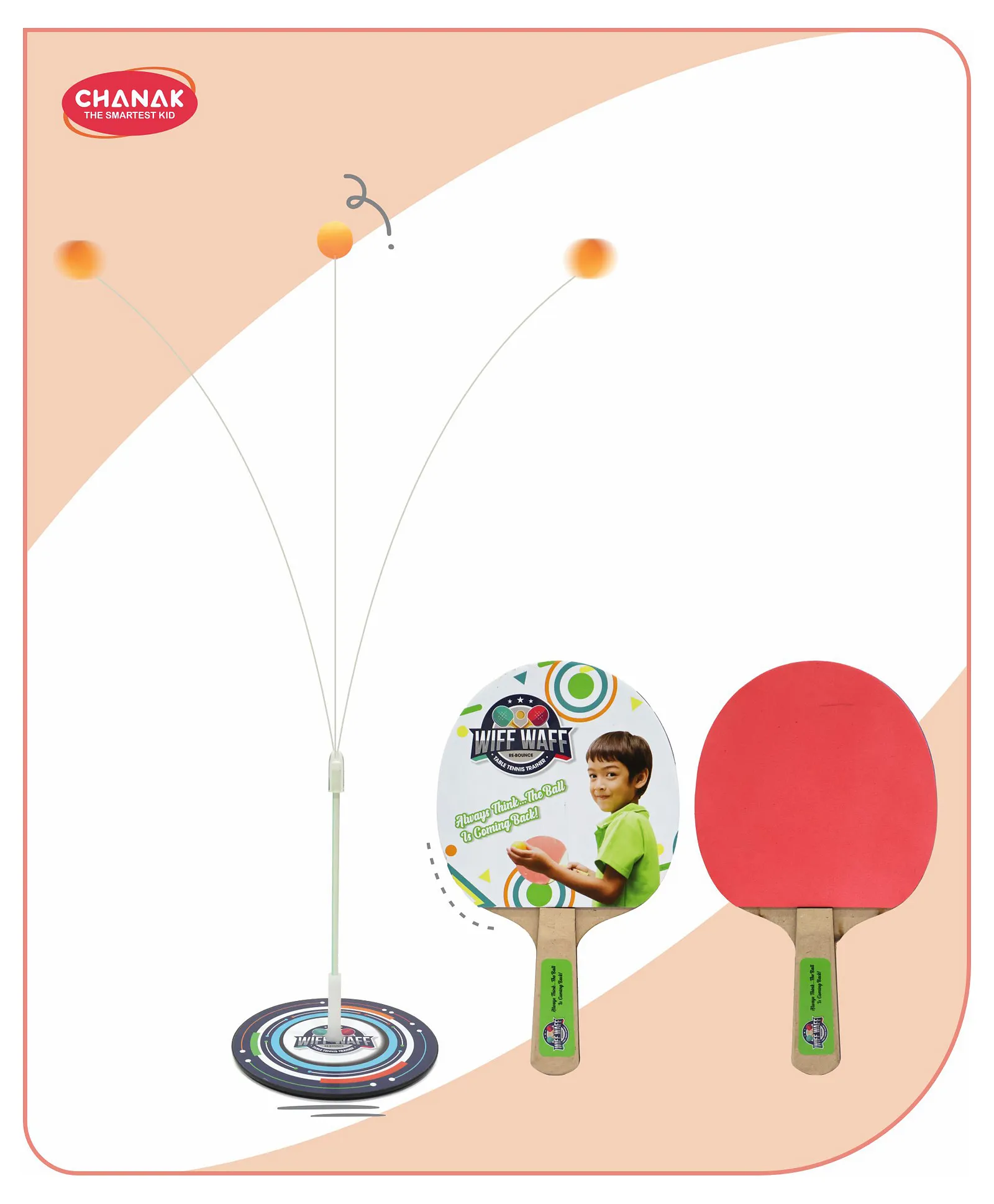 Chanak Table Tennis Trainer, Self Training with Elastic Soft Shaft Ping Pong Ball, Portable Wiff Waff Table Tennis | Indoor Outdoor | 3Y+