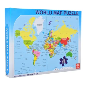 DOLLY PLASTIC World Map Puzzle, 100 Pieces, 48 cm x 37 cm, Educational Toy for 4Y+
