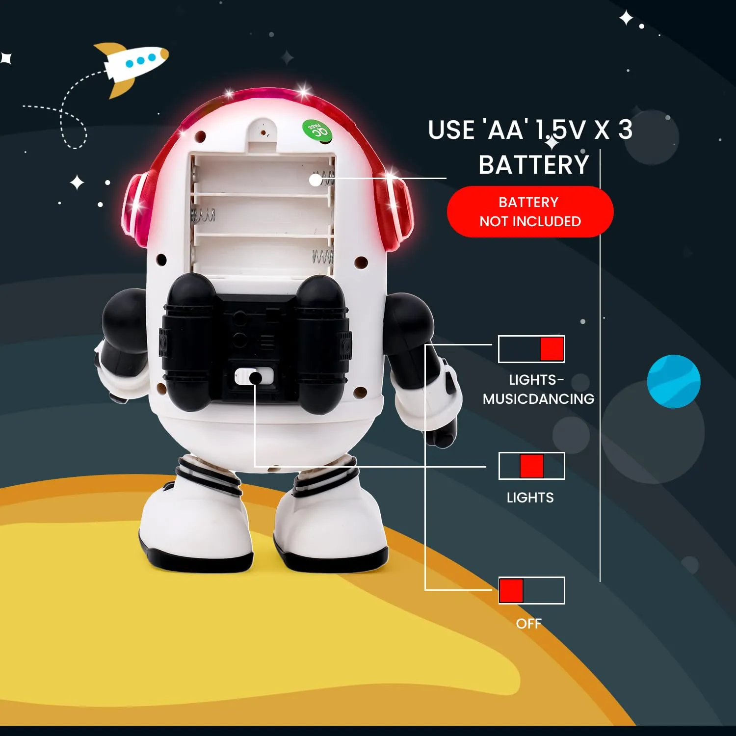 Gooyo Dancing Space Panda Toy with Vibrant Lighting Effect & Musical Sound - Image 3