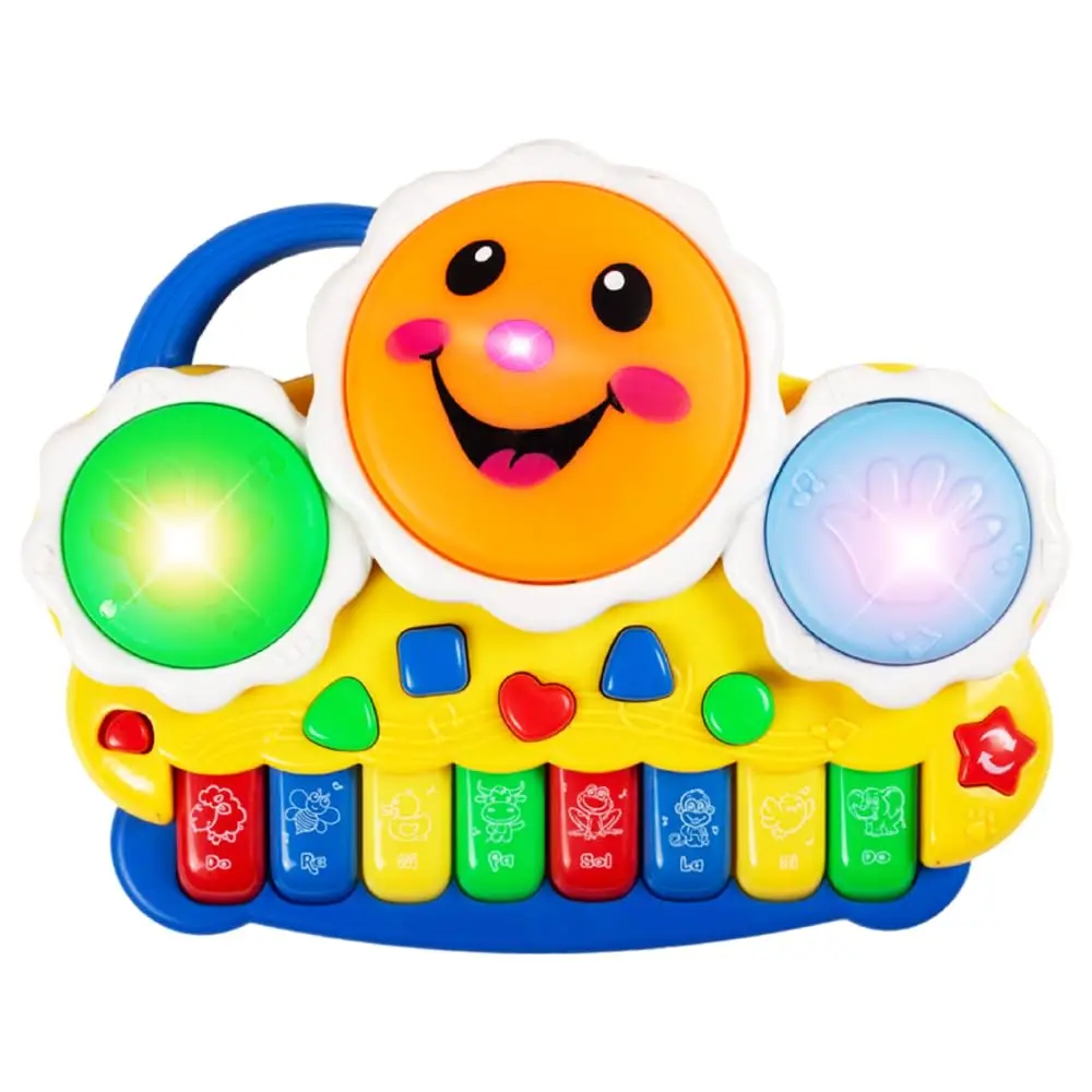 Gooyo Musical Drum & Electronic Piano Keyboard Toy with Animals Sounds Flashings Lights & Music, 4+ Years