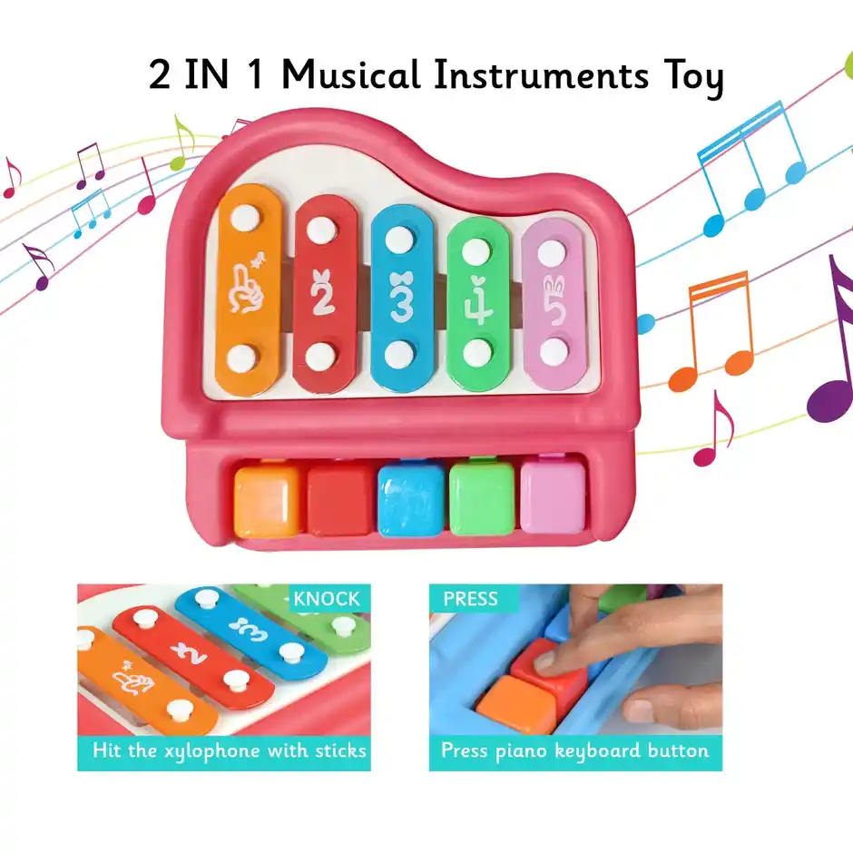 Itoys 2 in 1 Piano & Xylophone-5 Keys | 3Y+ (Colour May Vary) - Image 5