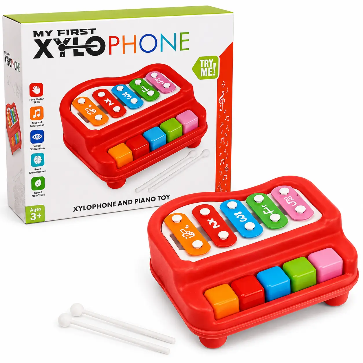 Itoys 2 in 1 Piano & Xylophone-5 Keys | 3Y+ (Colour May Vary) - Image 3